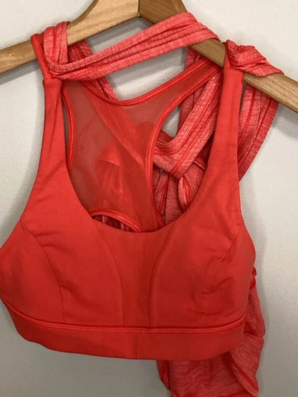 Lululemon Glide and Stride Women’s Coral Red Orange Layered Tank Top Size 6